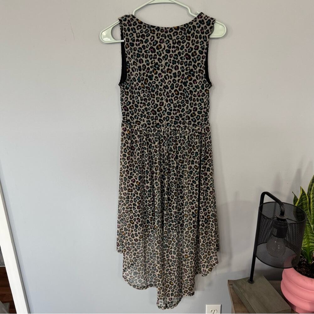 H&M Rainbow Leopard High Low Hi Lo Sleeves Dress Women’s Size 6 Spandex Blend - Picture 2 of 7